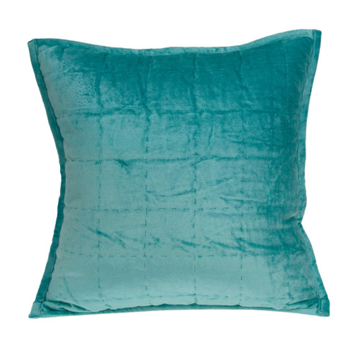 20" X 7" X 20" Transitional Aqua Solid Quilted Pillow Cover With Poly Insert (334101)
