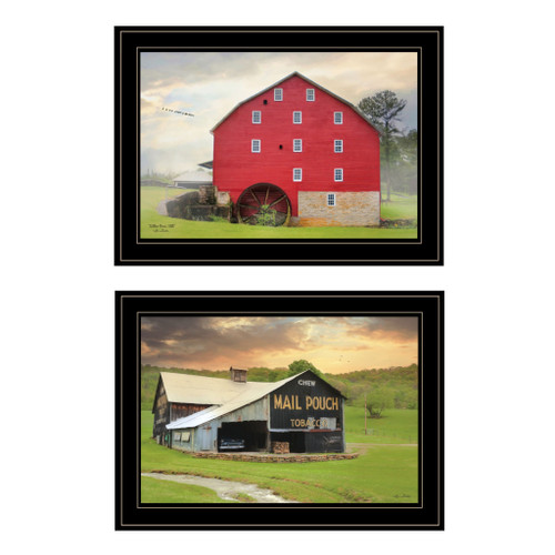 Set Of Two Mail Pouch Barn And Mill 2 Black Framed Print Wall Art (407011)