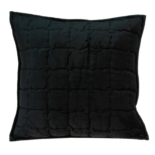 20" X 7" X 20" Transitional Black Solid Quilted Pillow Cover With Poly Insert (334097)