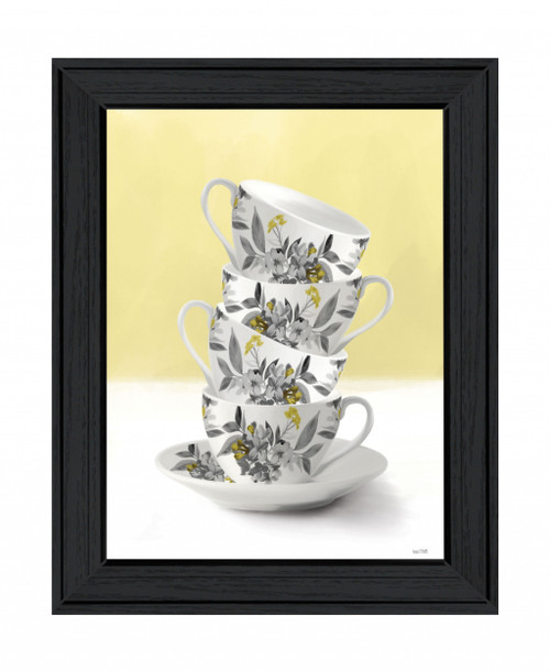 Time For Tea Yellow 2 Black Framed Print Wall Art (407675)