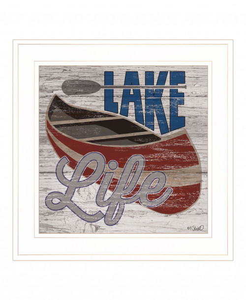 Lake Life Canoe 2 White Framed Print Wall Art (407731)