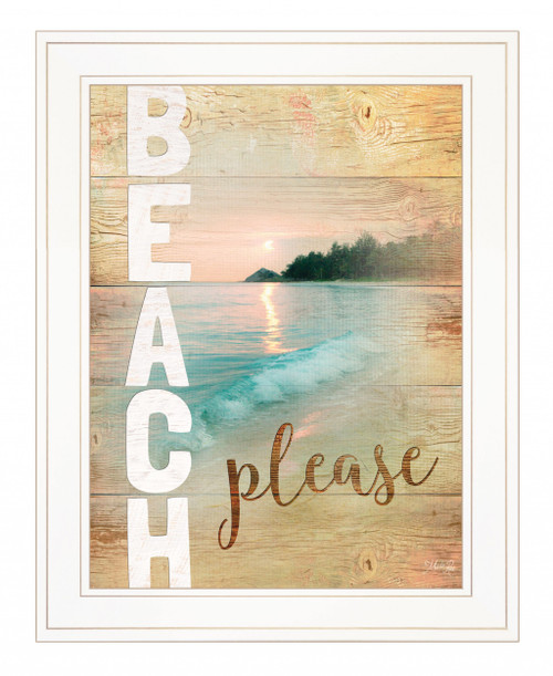 Beach Please 1 White Framed Print Wall Art (407762)