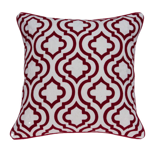 20" X 7" X 20" Transitional Red And White Accent Pillow Cover With Down Insert (334313)