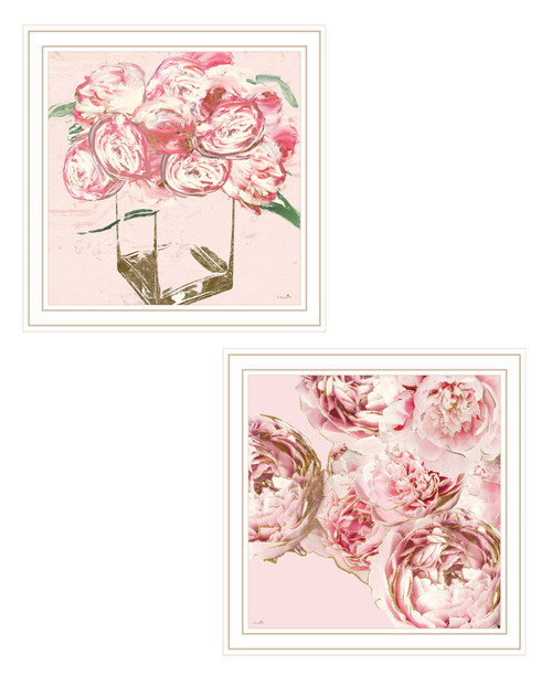 Set Of Two The Peonies 2 White Framed Print Wall Art (408049)