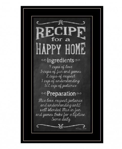 Recipe For A Happy Home 3 Black Framed Print Wall Art (408149)