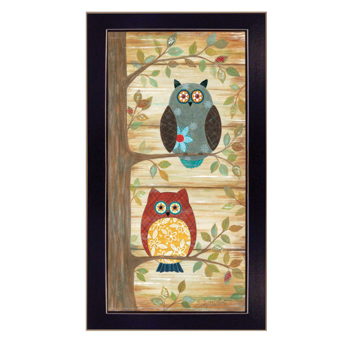 Two Wise Owls Black Framed Print Wall Art (415207)