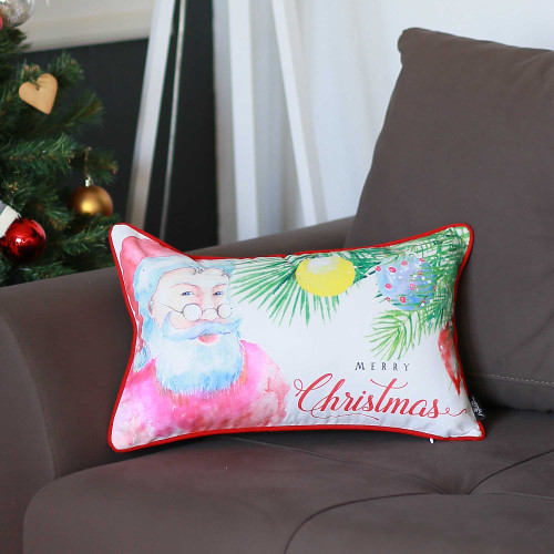 20"X12" Christmas Santa Printed Decorative Throw Pillow Cover (355311)