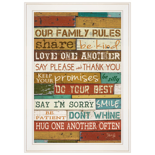 Our Family Rules 6 White Framed Print Wall Art (415462)