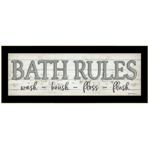 Bath Rules 3 Black Framed Print Wall Art (415849)