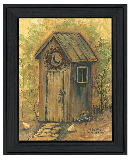 Reading Room 1 Black Framed Outhouse Bathroom Print Wall Art (415977)