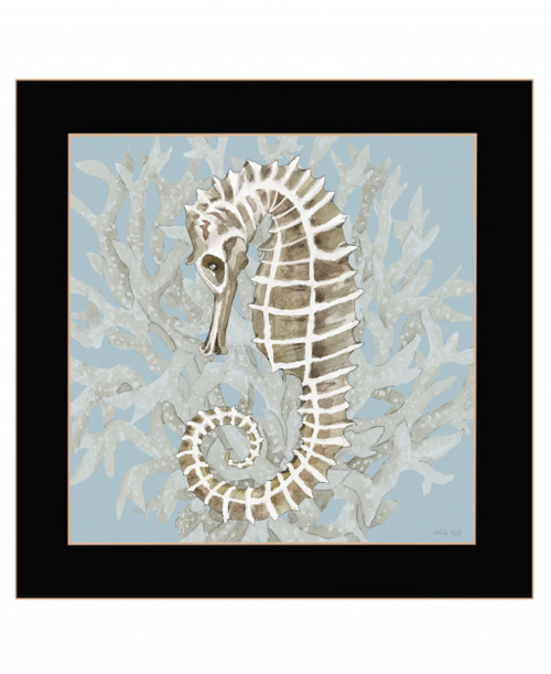 Coral Seahorse Ii 1 Black Framed Print Wall Art (416108)