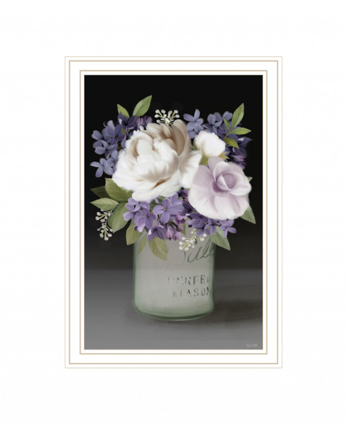 Lilac Mason Jar Floral 2 White Framed Print Wall Art (416140)