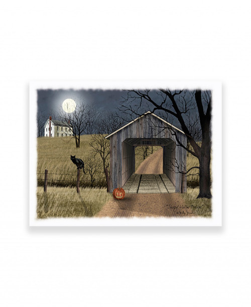 Sleepy Hollow Bridge 3 White Wrapped Canvas Print Wall Art (416201)