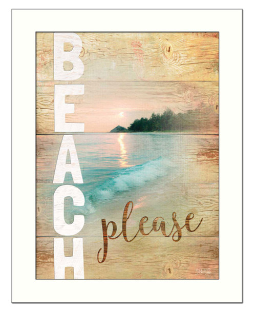 Beach Please 3 White Framed Print Wall Art (416224)