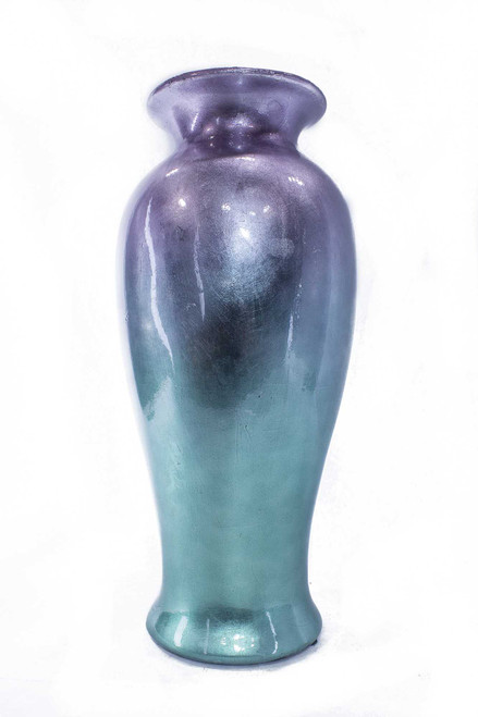 21" Lacquered Ombre Ceramic Vase - Purple And Aqua (319666)