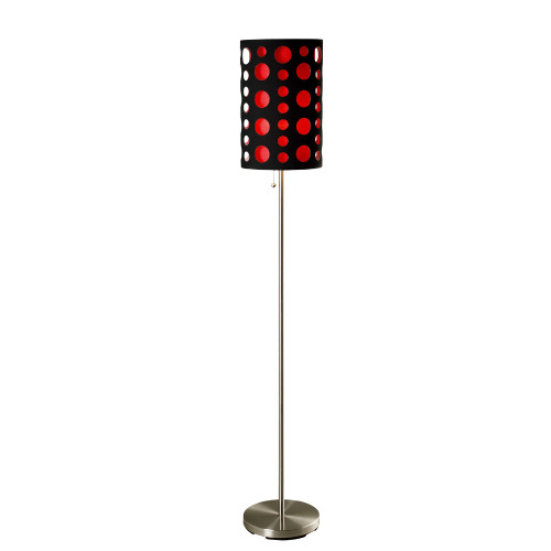 66" Steel Novelty Floor Lamp With Black And Red Drum Shade (431772)