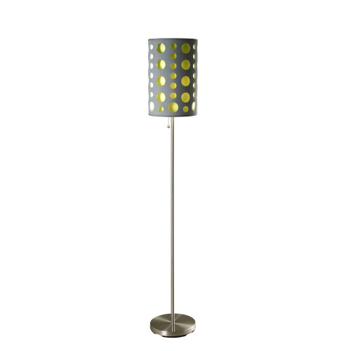 66" Steel Novelty Floor Lamp With Gray And Green Drum Shade (431774)