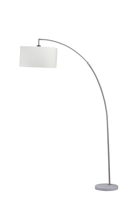 86" White And Silver Arc Floor Lamp With White Drum Shade (431791)