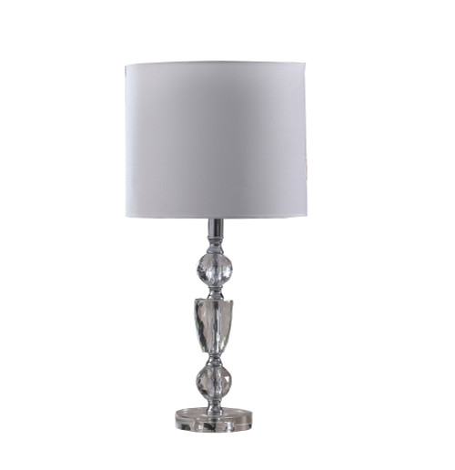 24" Clear Cut Faux Crystal Glam Table Lamp With White Classic Drum Shade (461346)