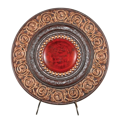 21" Red And Brown Round Polyresin Decorative Plaque (468289)