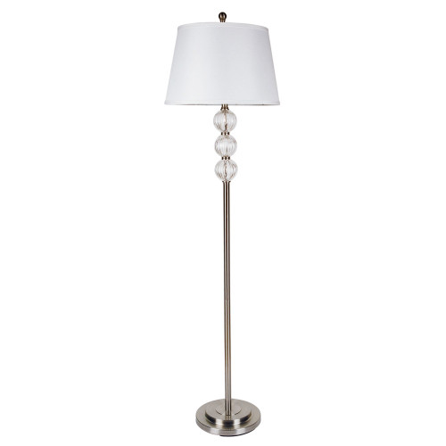 63" Nickel Traditional Shaped Floor Lamp With White Empire Shade (468393)