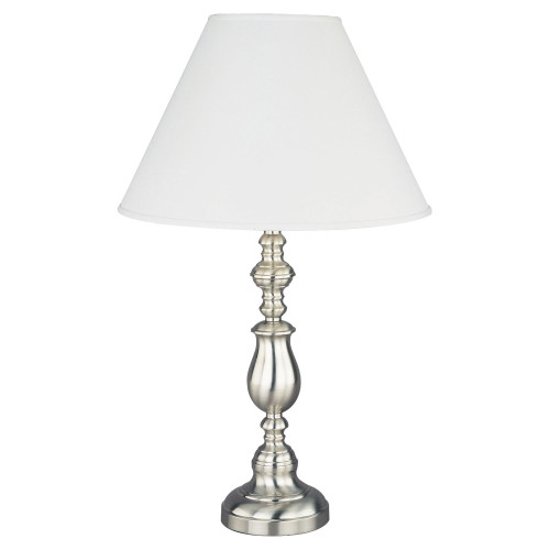 27" Silver Metal Table Lamp With White Classic Empire Shade (468547)