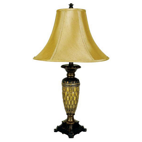 28" Golden Brown Polyresin Table Lamp With Gold Bell Shade (468585)