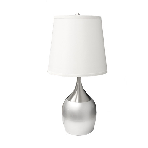 25" Silver Metal Gourd Table Lamp With White Tapered Drum Shade (468588)