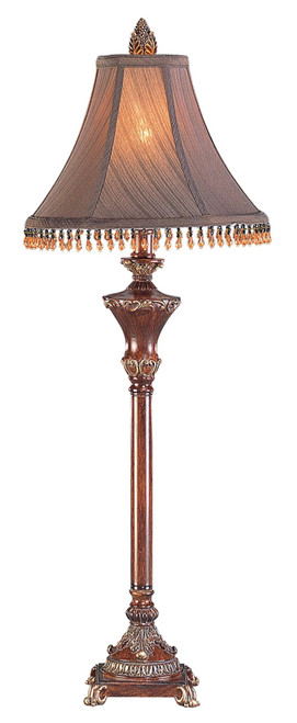 30" Bronze Polyresin Table Lamp With Brown Bell Shade With Hanging Beads (468625)