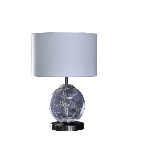 21" Translucent Glass Globe Led Table Lamp With White Drum Shade (468795)