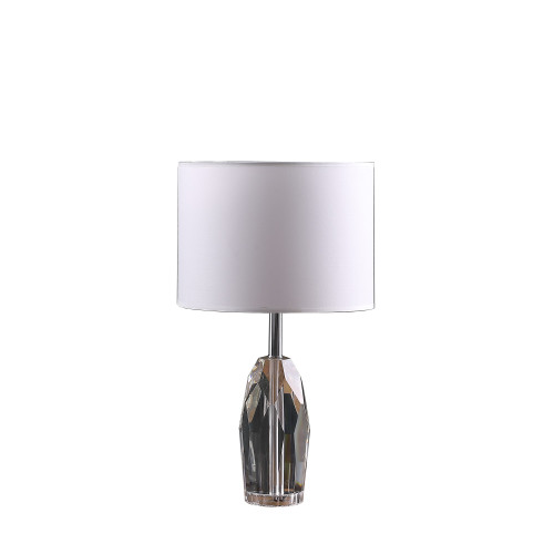 19" Chrome And Faceted Crystal Urn Table Lamp With White Drum Shade (468798)