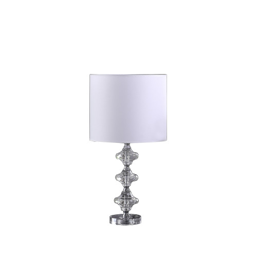23" Silver Crystal Geometric Table Lamp With White Classic Drum Shade (468799)