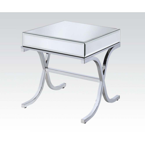 21" X 21" X 22" Mirrored Top And Chrome End Table (286043)
