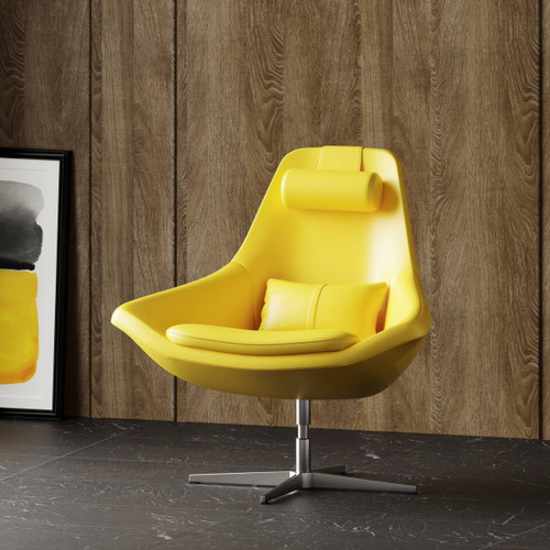 Modern Yellow Faux Leather And Steel Swivel Chair (473830)