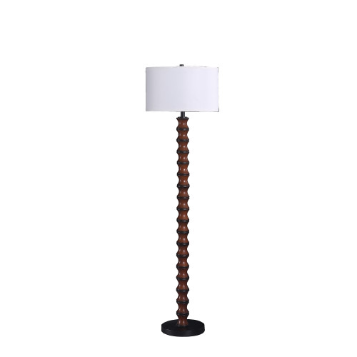 61" Dark Cherry Black Faux Wood Bubble Floor Lamp With White Drum Shade (475643)