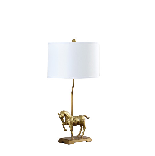 30" Gold Stallion Horse Table Lamp With White Shade (475653)