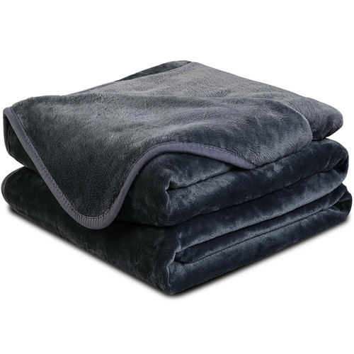 Dark Gray Woven Polyester Solid Color Throw (475999)