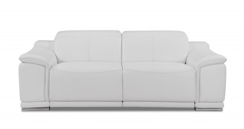 86" White Genuine Leather Reclining Sofa (476525)
