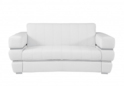 75" White Italian Leather Plush Density Solid Color Love Seat (477567)