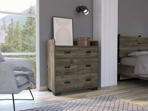 33" Dark Brown Manufactured Wood Five Drawer Standard Dresser (477763)