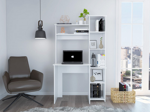 Modern White Office Desk With Storage Cabinet (477863)