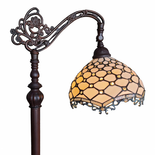 62" Brown Traditional Shaped Floor Lamp With White Tiffany Glass Bowl Shade (478082)