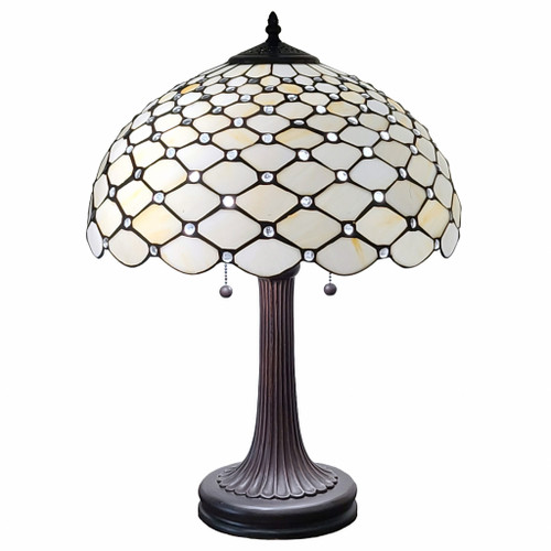 24" Stained Glass Two Light Jeweled Vintage Accent Table Lamp (478125)