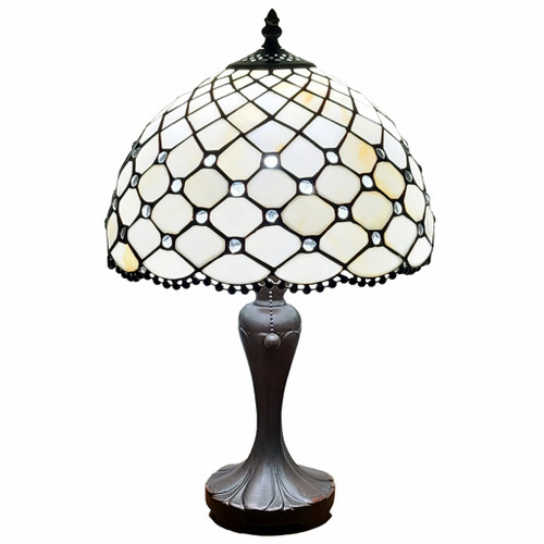 19" Tiffany Style Jeweled Glass Shade Table Lamp (478130)