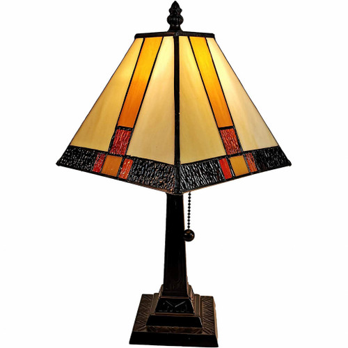 15" Tiffany Amber And Black Mission Style Table Lamp (478135)