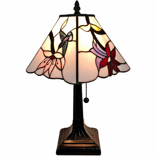 15" Tiffany Style Red Floral Hummingbird Table Lamp (478137)