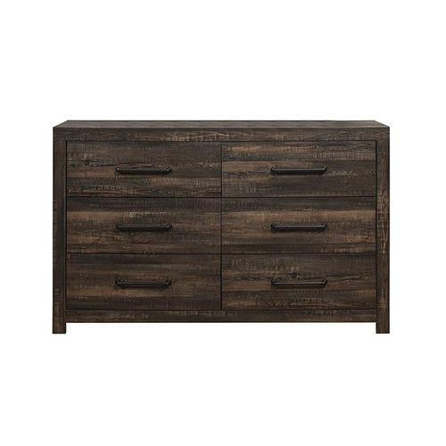 60" Dark Oak Solid Wood Six Drawer Double Dresser (478654)