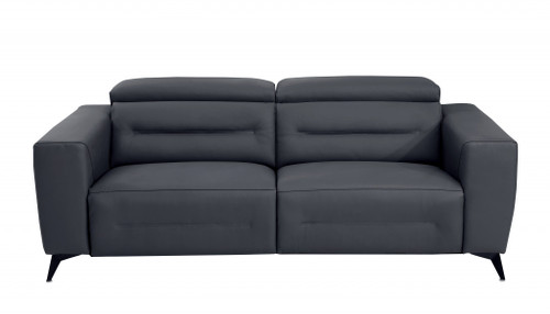 83" Dark Gray Italian Leather And Black Reclining Sofa (482209)