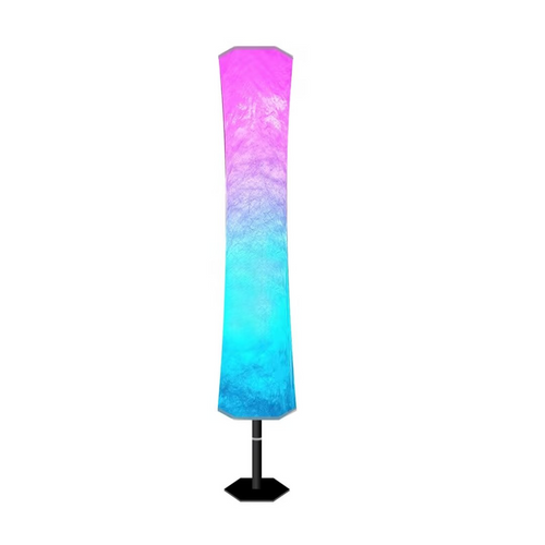 59" Color Changing Led White Column Smart Floor Lamp With White Fabric Shade (482365)