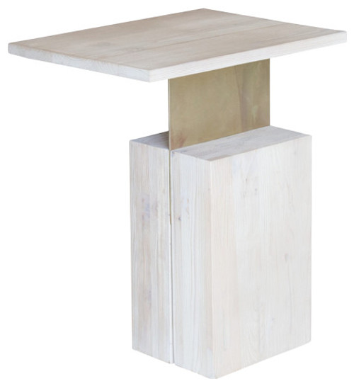 24" Natural And Gold Solid Wood Rectangular End Table (482666)